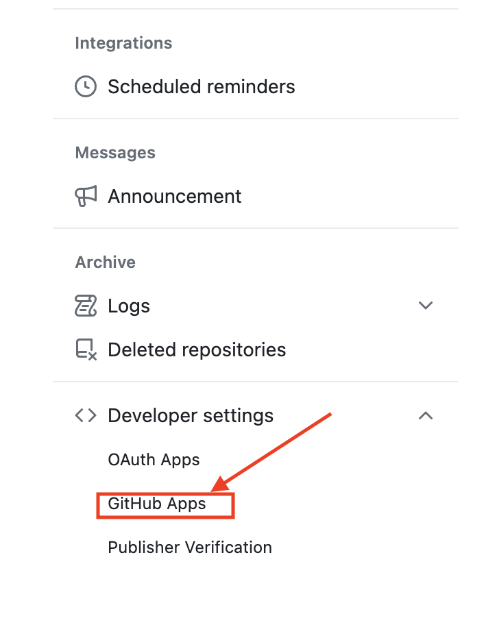 GitHub Apps under Developer Settings