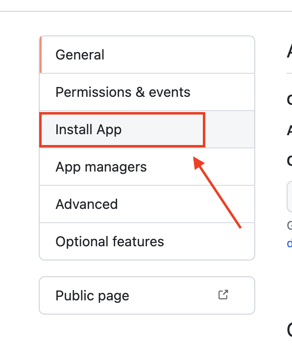 GitHub App Install Menu