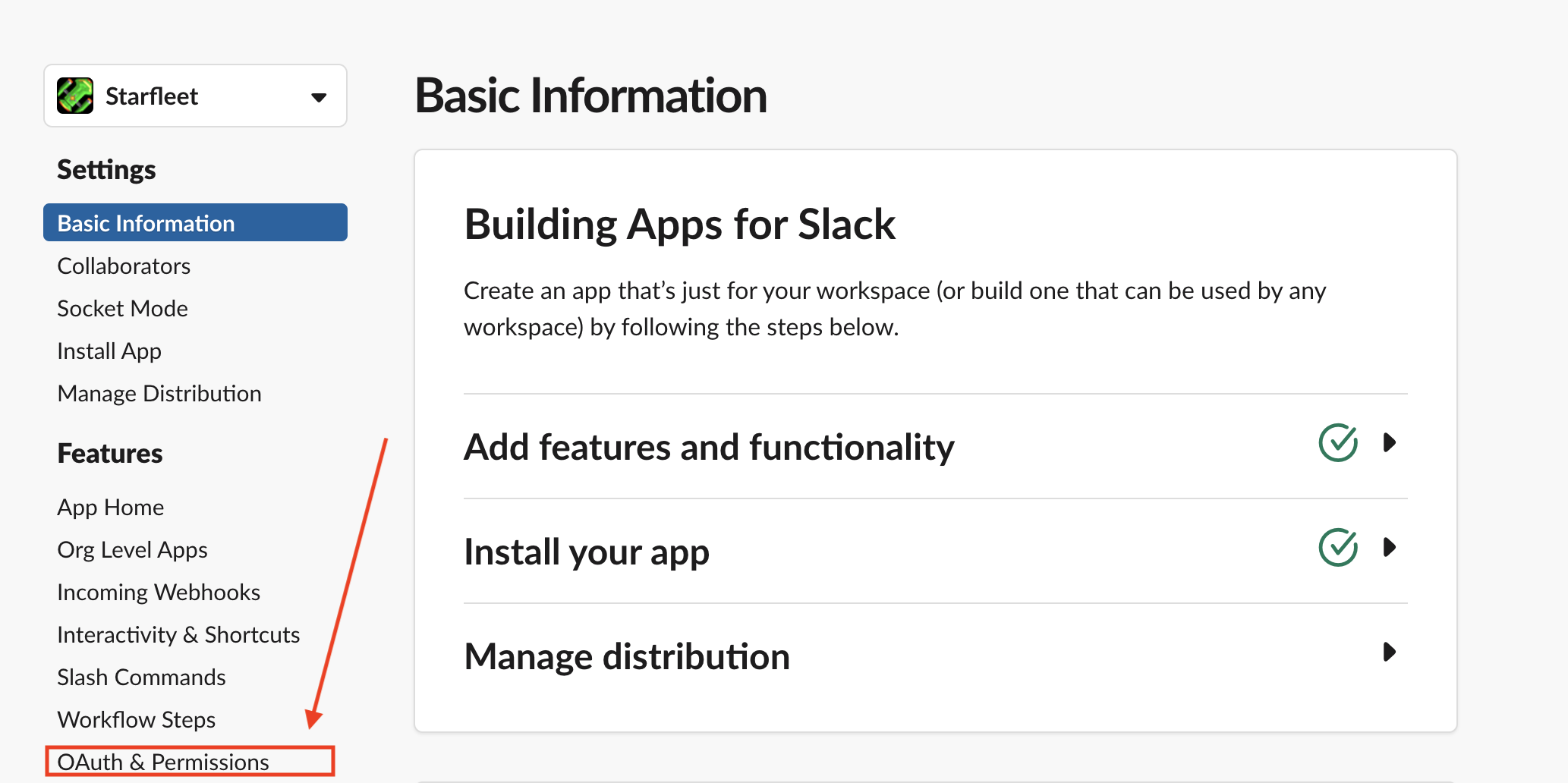 Slack OAuth & Permissions